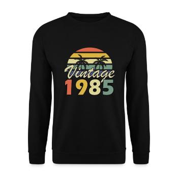 Vintage 1985 Geburtstag 1985 Jahr Geschenk - Unisex Pullover - Schwarz - Vorne - Alina (178cm) & Michal (187cm)