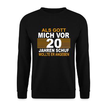 20 Jahre 20 Geburtstag Geschenk 20 Birthday - Unisex Pullover - Schwarz - Vorne - Alina (178cm) & Michal (187cm)