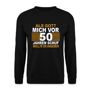 50 Jahre 50 Geburtstag Geschenk 50 Birthday - Unisex Pullover - Schwarz - Vorne - Alina (178cm) & Michal (187cm)