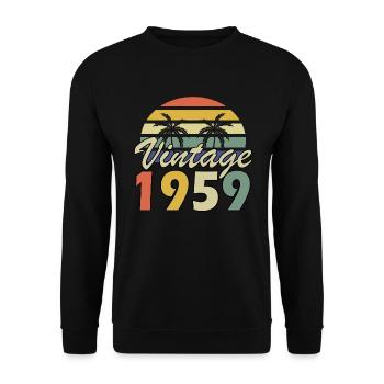 Vintage seit 1959 Geburtstag 1959 Jahr Geschenk - Unisex Pullover - Schwarz - Vorne - Alina (178cm) & Michal (187cm)