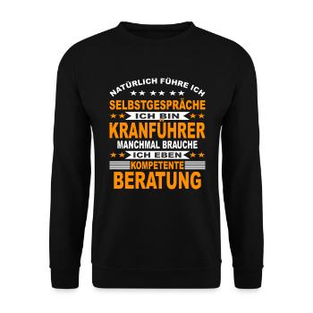 Kranfahrer Kran Autokran Kranführer Geschenk - Unisex Pullover - Schwarz - Vorne - Alina (178cm) & Michal (187cm)