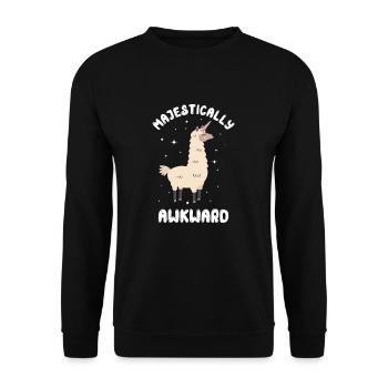 Lama Alpaca Alpaka lustig Geschenk Alpaka Spruch - Unisex Pullover - Schwarz - Vorne - Alina (178cm) & Michal (187cm)