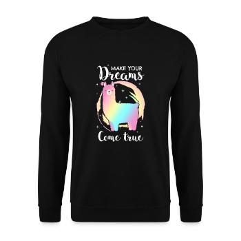 Lama Alpaca Alpaka lustig Geschenk Alpaka Spruch - Unisex Pullover - Schwarz - Vorne - Alina (178cm) & Michal (187cm)