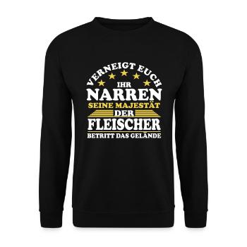 Verneigt euch Narren Fleischer Metzger Schlachter - Unisex Pullover - Schwarz - Vorne - Alina (178cm) & Michal (187cm)