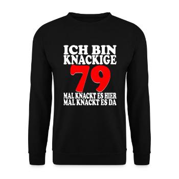 79 Jahre 79 Geburtstag Birthday Geschenk - Unisex Pullover - Schwarz - Vorne - Alina (178cm) & Michal (187cm)