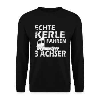 Fahrer 3 Achser Lkw-Fahrer Geschenk Fernfahrer - Unisex Pullover - Schwarz - Vorne - Alina (178cm) & Michal (187cm)