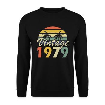 Vintage 1979 Geburtstag 1979 Jahr Geschenk - Unisex Pullover - Schwarz - Vorne - Alina (178cm) & Michal (187cm)