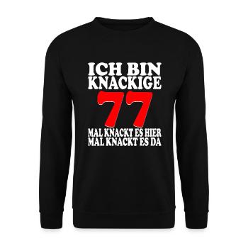 77 Jahre 77 Geburtstag Birthday Geschenk - Unisex Pullover - Schwarz - Vorne - Alina (178cm) & Michal (187cm)