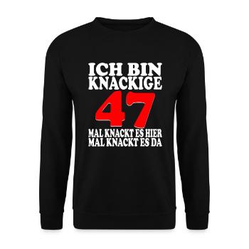 47 Jahre 47 Geburtstag Birthday Geschenk - Unisex Pullover - Schwarz - Vorne - Alina (178cm) & Michal (187cm)