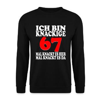67 Jahre 67 Geburtstag Birthday Geschenk - Unisex Pullover - Schwarz - Vorne - Alina (178cm) & Michal (187cm)