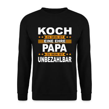 Papa Koch Kochmütze Vater Kochkunst Geschenk - Unisex Pullover - Schwarz - Vorne - Alina (178cm) & Michal (187cm)
