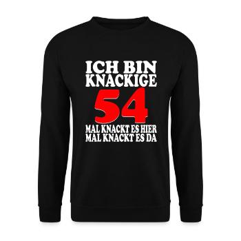 54 Jahre 54 Geburtstag Birthday Geschenk - Unisex Pullover - Schwarz - Vorne - Alina (178cm) & Michal (187cm)