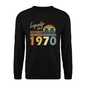 Legendär seit November 1970 Jahr Geburtstag 1970 - Unisex Pullover - Schwarz - Vorne - Alina (178cm) & Michal (187cm)