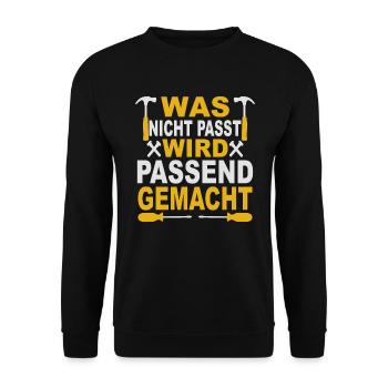 Handwerker Geschenk Handwerk Arbeiter Spruch - Unisex Pullover - Schwarz - Vorne - Alina (178cm) & Michal (187cm)
