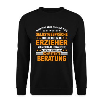Erzieher Geschenk Kindergärtner Spruch - Unisex Pullover - Schwarz - Vorne - Alina (178cm) & Michal (187cm)