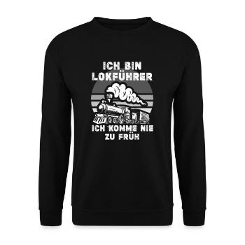 Zug Züge Modeleisenbahn Eisenbahn Geschenk - Unisex Pullover - Schwarz - Vorne - Alina (178cm) & Michal (187cm)