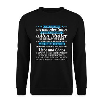 Stolze Mutter Mama und Sohn Verwöhnter Sohn - Unisex Pullover - Schwarz - Vorne - Alina (178cm) & Michal (187cm)