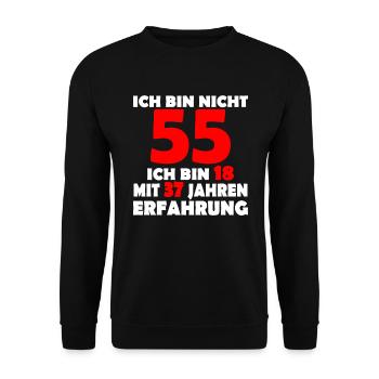 Ich bin nicht 55 Jahre 55 Geburtstag Geschenk - Unisex Pullover - Schwarz - Vorne - Alina (178cm) & Michal (187cm)