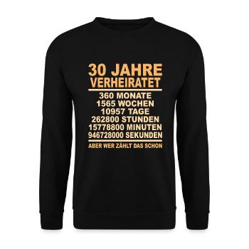 Perlenhochzeit 30 Jahre Verheiratet Geschenk - Unisex Pullover - Schwarz - Vorne - Alina (178cm) & Michal (187cm)