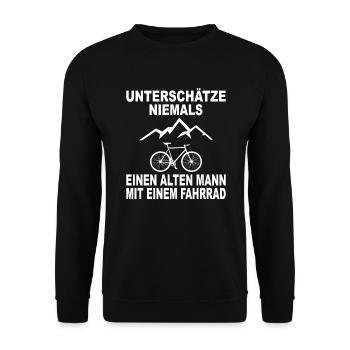 Rentner Rente Ruhestand Fahrrad Hobby Geschenk - Unisex Pullover - Schwarz - Vorne - Alina (178cm) & Michal (187cm)