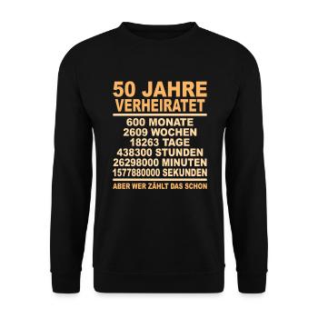 Goldene Hochzeit 50 Jahre Verheiratet Geschenk - Unisex Pullover - Schwarz - Vorne - Alina (178cm) & Michal (187cm)