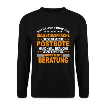 Postbote Geschenk Zusteller Bote Kurier Briefbote - Unisex Pullover - Schwarz - Vorne - Alina (178cm) & Michal (187cm)