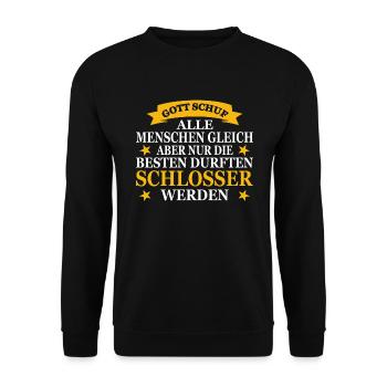 Schlosser Geschenk Metallbauer Metallarbeiter - Unisex Pullover - Schwarz - Vorne - Alina (178cm) & Michal (187cm)