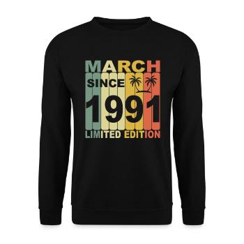 1991 Jahr Geburtstag Legendär seit März 1991 - Unisex Pullover - Schwarz - Vorne - Alina (178cm) & Michal (187cm)