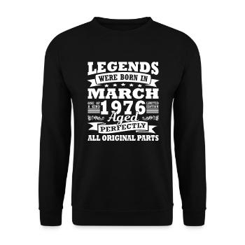 1976 Year birthday March since March 1976 - Unisex Sweatshirt - black - Front - Alina (178cm) & Michal (187cm)