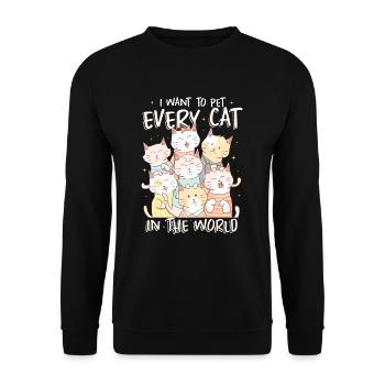 Cat - Unisex Sweatshirt - black - Front - Alina (178cm) & Michal (187cm)