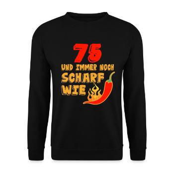 75 Jahre Geschenk 75 Geburtstag Birthday - Unisex Pullover - Schwarz - Vorne - Alina (178cm) & Michal (187cm)
