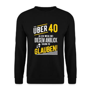 40. Geburtstag - Unisex Pullover - Schwarz - Vorne - Alina (178cm) & Michal (187cm)