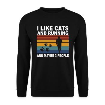 Runner Running Jogging Cat Jogging Cats Gift - Unisex Sweatshirt - black - Front - Alina (178cm) & Michal (187cm)