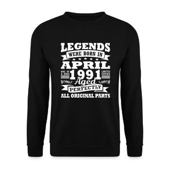 1991 Year birthday April since April 1991 - Unisex Sweatshirt - black - Front - Alina (178cm) & Michal (187cm)