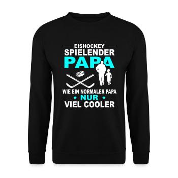 Eishockey Papa Eishockeyspieler Vater Geschenk - Unisex Pullover - Schwarz - Vorne - Alina (178cm) & Michal (187cm)