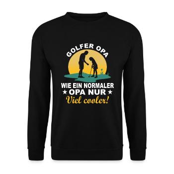 Golf Golfer Geschenk Golfspieler Opa Großvater - Unisex Pullover - Schwarz - Vorne - Alina (178cm) & Michal (187cm)