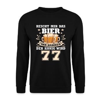 77 Jahre Birthday Geschenk 77 Geburtstag Bier - Unisex Pullover - Schwarz - Vorne - Alina (178cm) & Michal (187cm)