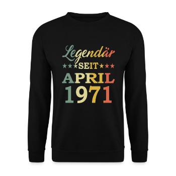 1971 Jahr Geburtstag Legendär seit April 1971 - Unisex Pullover - Schwarz - Vorne - Alina (178cm) & Michal (187cm)