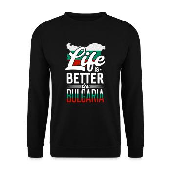 Bulgarien - Unisex Pullover - Schwarz - Vorne - Alina (178cm) & Michal (187cm)