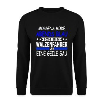 Walzenfahrer Geschenk Walzenfahrzeug Arbeit Walze - Unisex Pullover - Schwarz - Vorne - Alina (178cm) & Michal (187cm)