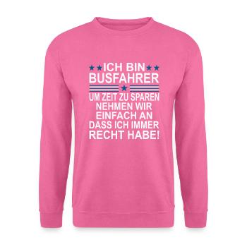 bester Busfahrer Autobusfahrer Reisebus Geschenk - Unisex Pullover - Pink - Vorne