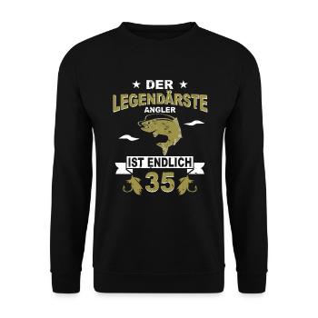 35 Jahre Geschenk 35 Geburtstag Angler Angeln - Unisex Pullover - Schwarz - Vorne - Alina (178cm) & Michal (187cm)