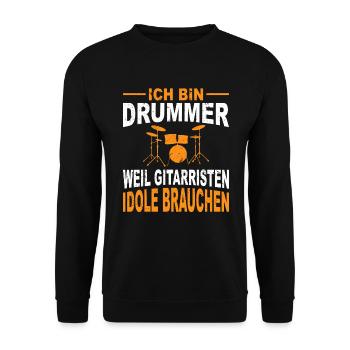 Schlagzeuger Geschenk Schlagzeug Spieler Drummer - Unisex Pullover - Schwarz - Vorne - Alina (178cm) & Michal (187cm)