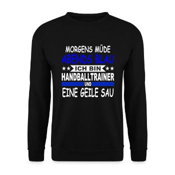 Handball Handballtrainer Geschenk Handballer - Unisex Pullover - Schwarz - Vorne - Alina (178cm) & Michal (187cm)