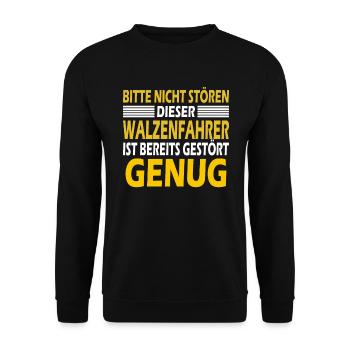 Walzenfahrer Geschenk Walzenfahrzeug Arbeit Walze - Unisex Pullover - Schwarz - Vorne - Alina (178cm) & Michal (187cm)