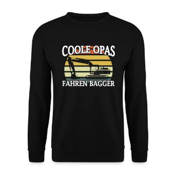 Baggerführer Geschenk Baggerfahrer Opa Bagger - Unisex Pullover - Schwarz - Vorne - Alina (178cm) & Michal (187cm)