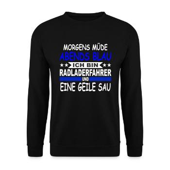 Radladerfahrer Geschenk Radlader Teleskoplader - Unisex Pullover - Schwarz - Vorne - Alina (178cm) & Michal (187cm)