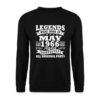 1966 Jahr Geburtstag Mai seit Mai 1966 - Unisex Pullover - Schwarz - Vorne - Alina (178cm) & Michal (187cm)