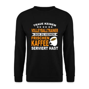 Volleyball Volleyballtrainer Geschenk Volleyballer - Unisex Pullover - Schwarz - Vorne - Alina (178cm) & Michal (187cm)