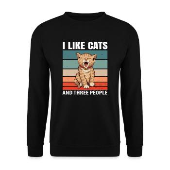 Katze - Unisex Pullover - Schwarz - Vorne - Alina (178cm) & Michal (187cm)
